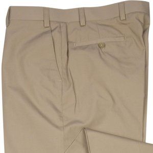 Haband New $65 COTTON BLEND Chino Washable Mens Pant, Flat Front, Beige 40